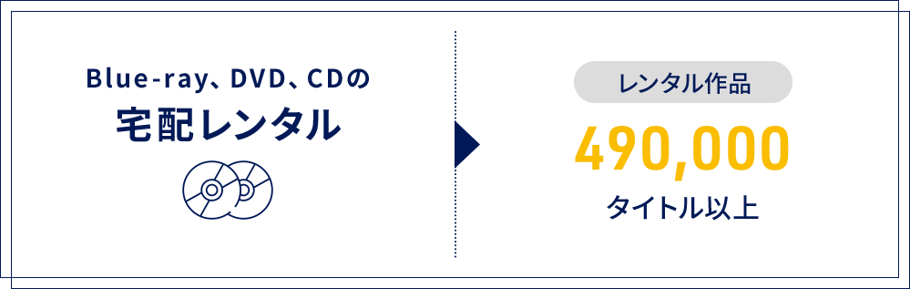 Blue-ray、DVD、CDの宅配レンタル レンタル作品490,000 タイトル以上